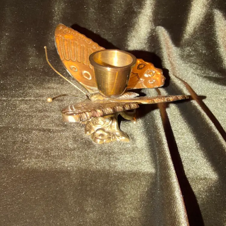 Vintage Brass Butterfly Candlestick Holder