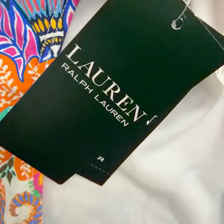 $56 Ralph Lauren Women's Print Paisley Majestic Shirred Hipster Bikini Swim Bottom Red Size 14