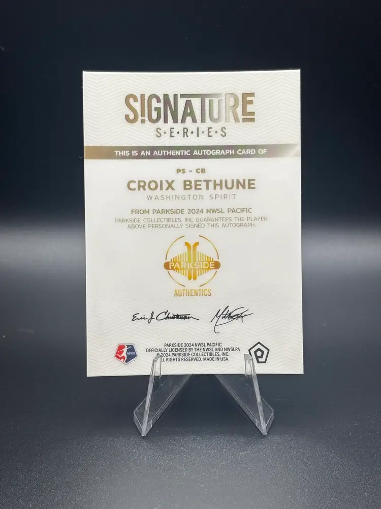 Croix Bethune 2024 Parkside Pacific Signature Series Washington Spirit Soccer Card