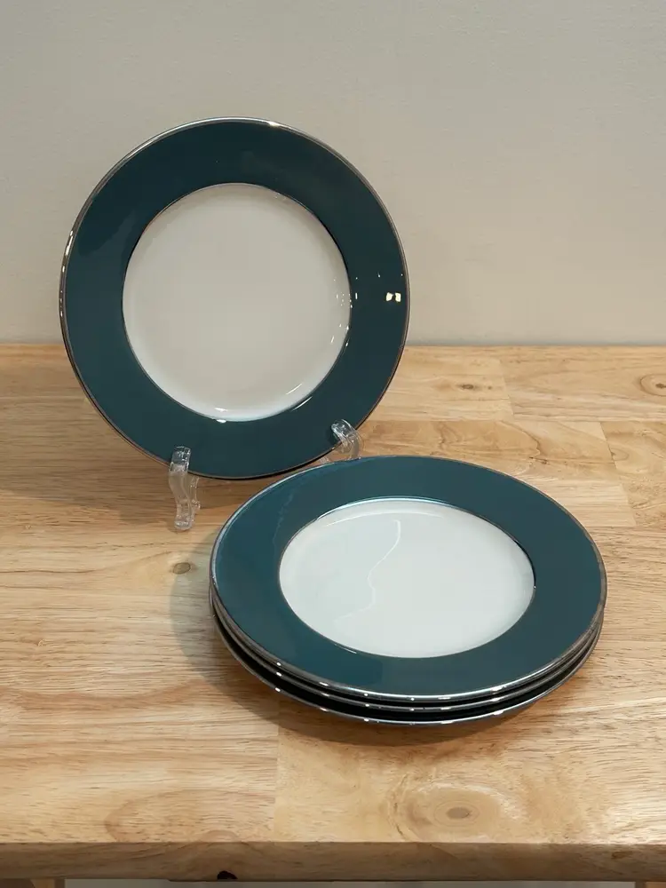 Vtg California Collection By Stewart House Fine China Plates Platinum Rim Set 4