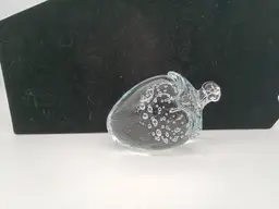 Crowning Touch Art Glass Clear Strawberry with Controlled Bubbles Paperweight