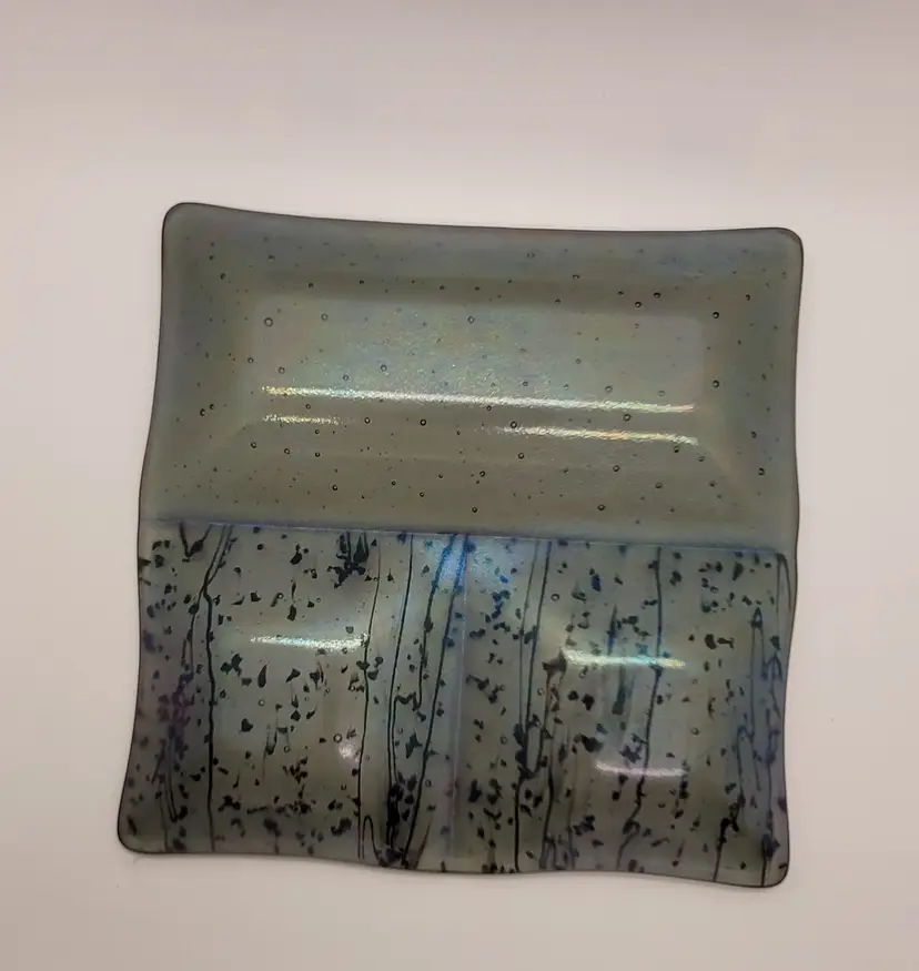 Iridescent Fused Glass Plate