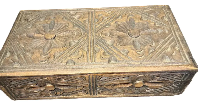 Carved Wooden Trinket Storage Box