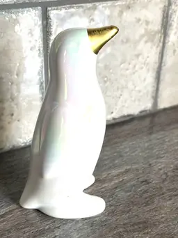 Vintage 1960's Mid Century Iridescent Ceramic Penguin