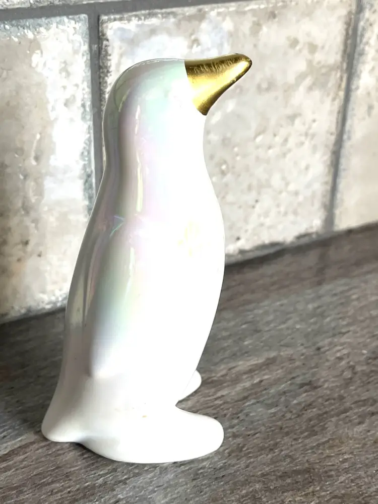 Vintage 1960's Mid Century Iridescent Ceramic Penguin