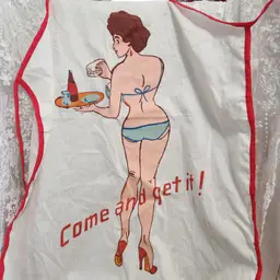 1960's Handpainted Pin up Apron