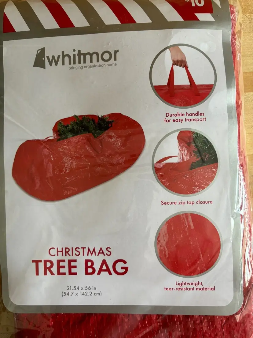 Christmas Tree Red Storage Bag Fits Up To 7.5ft Disassembled Artificial Tree NOS