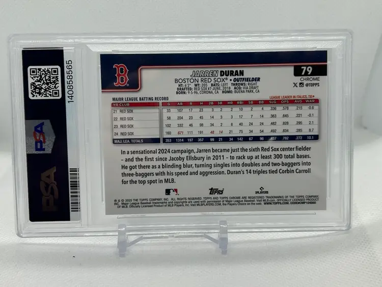 Jarren Duran 2025 Topps Chrome Sapphire Image Variation PSA 10 Boston Red Sox