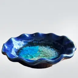 Art Pottery Trinket Ring Jewelry Dish Crushed Glass Bottom