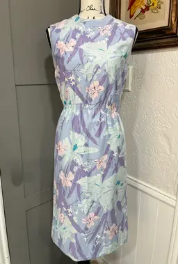 Vintage 1970’s Purple & Pastel Floral Wiggle Dress