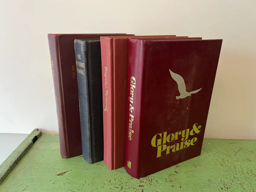 Vintage Hymnal Lot. 4 Religious Music Books, Methodist, Glory Praise, Broadman, Baptist