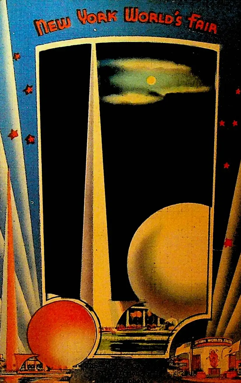 New York World's Fair Postcard 1939 Trylon & Perisphere