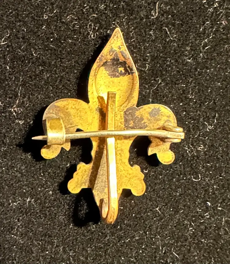 Antique Victorian Fleur de Lis Watch Pin Chatelaine Gold Filled Seed Pearls