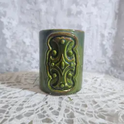 Green ceramic cup or vase
