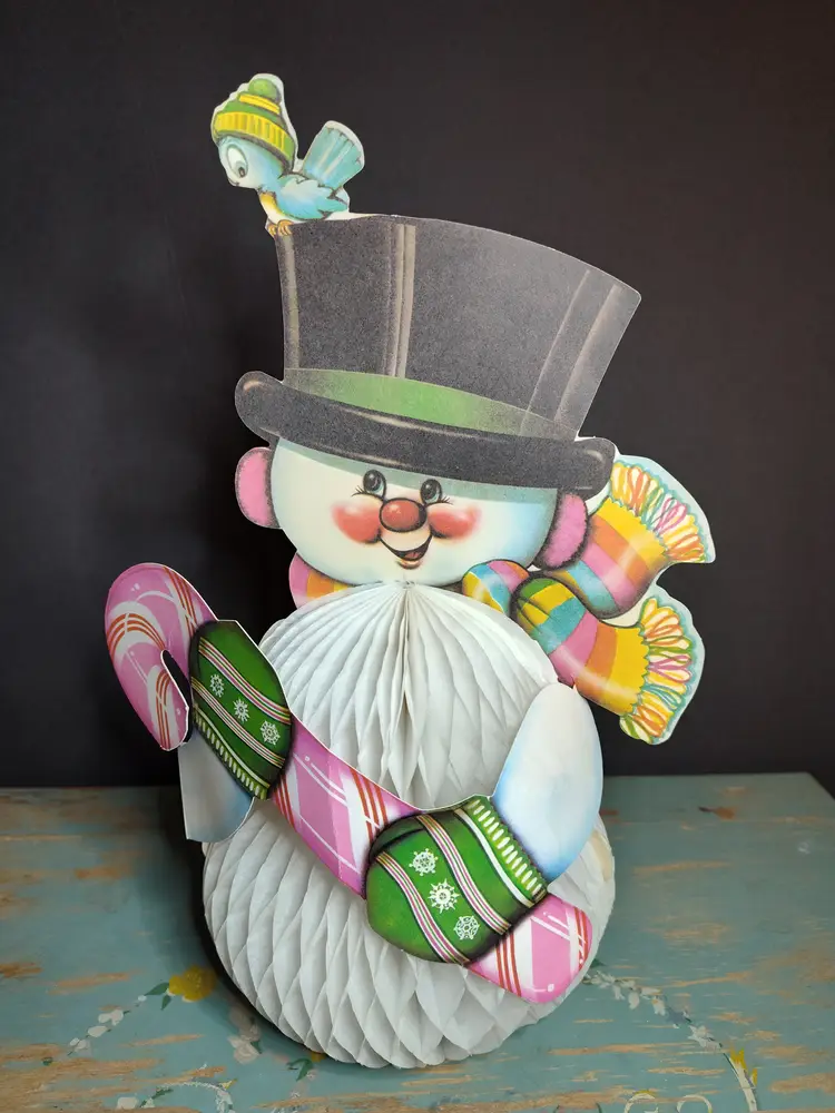 Vintage Beistle Honeycomb Snowman