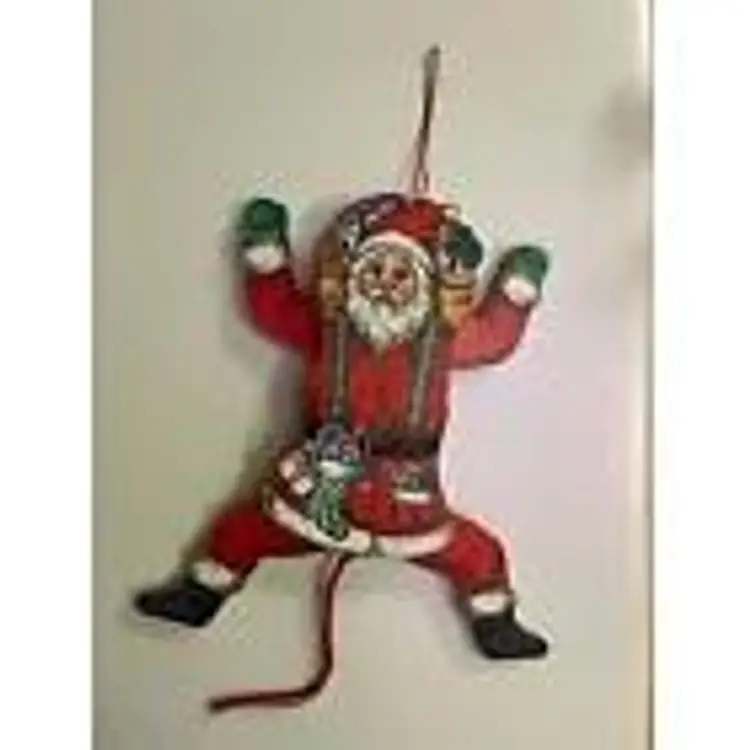 Christmas Santa Pull String Puppet Ornament Jumping Toy