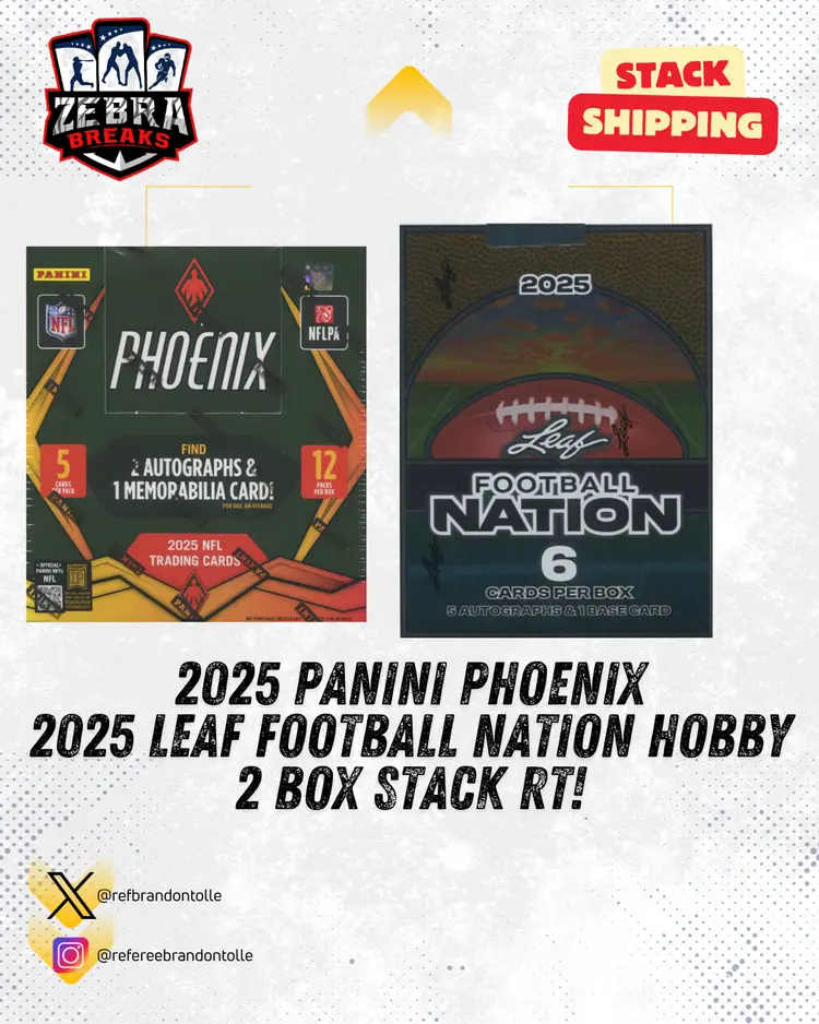 ZB 25631: 2025 Phoenix Football/2025 Leaf Football Nation Hobby 2 Box Mixer (Rips 11/21)