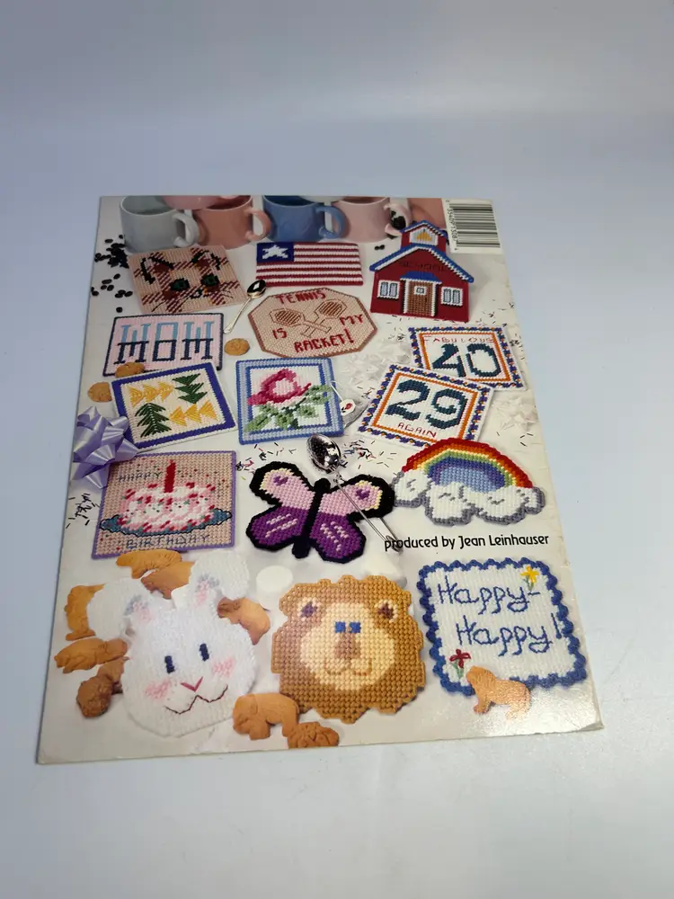 Vintage Plastic Canvas Mug Mats Various Designs - Cat, Heart, Cow Etc Pattern Instruction Booklet
