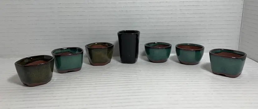 Small Clay Planters Pots Succulent, Bonsai. Glazed With Drain Holes