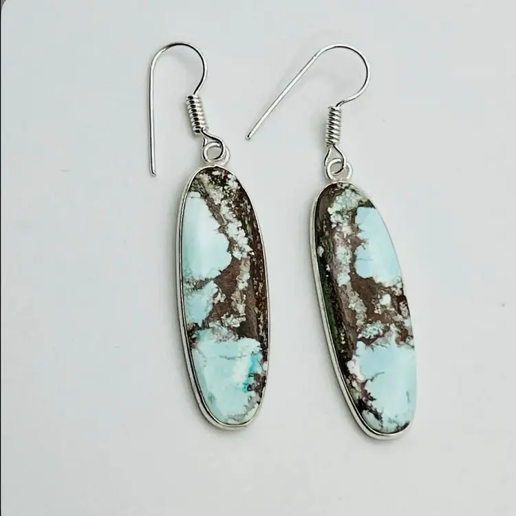 Wild Horse Jasper Earrings (Dyed) in Sterling Silver Finish (054)