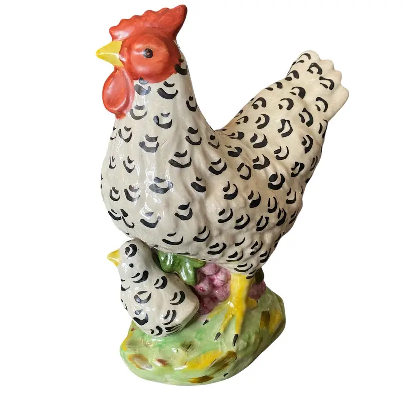 VTG Ceramic Country Farm Hen Chicken & Chicks Figure Lt Edition Cheryl Brugitt