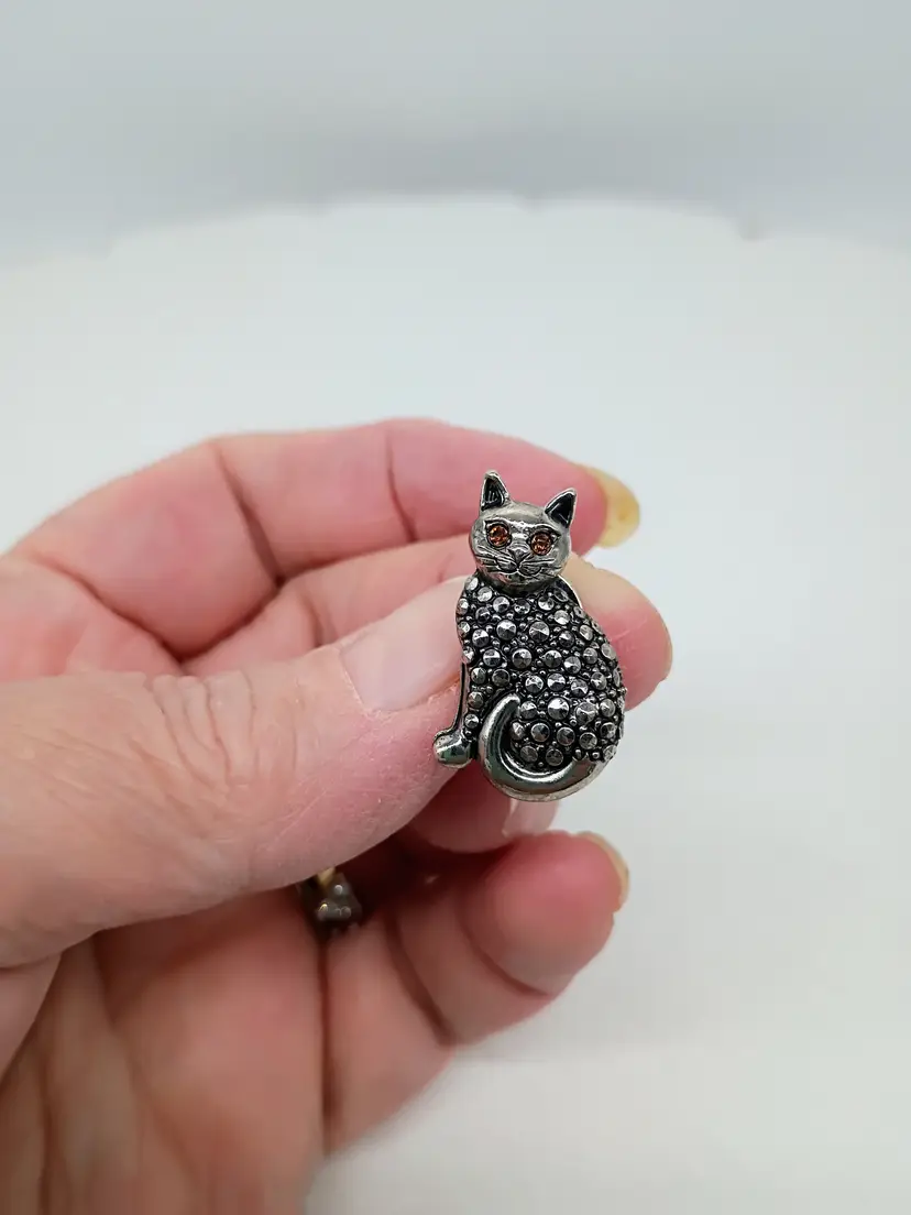 Vintage AVON Marcasite Cat Lapel Pin/ Tie Tack