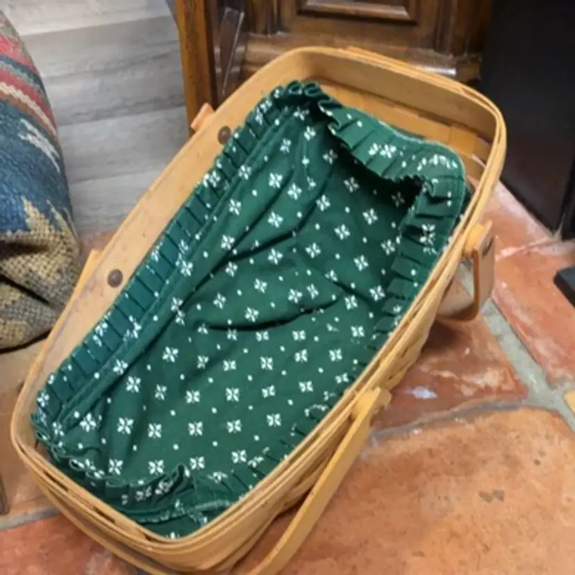 Longeberger Basket With Green Floral Insert