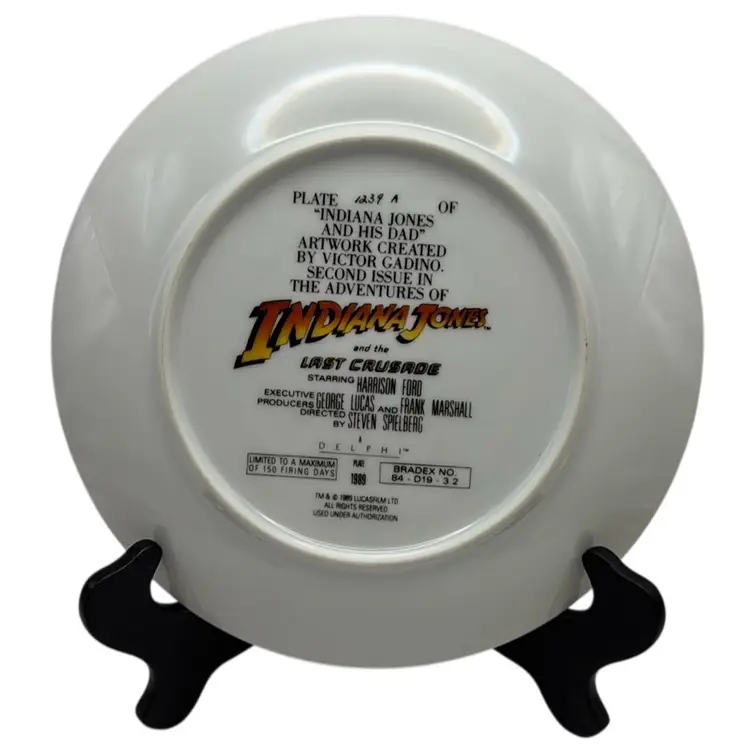 Vintage 1989 Gadino “Indiana Jones And His Dad” Collector Plate Signed 8.5”