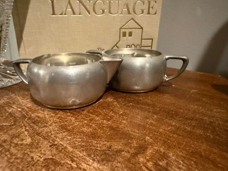 Royal Holland KMD Tiel Pewter Creamer and Sugar Bowl Set