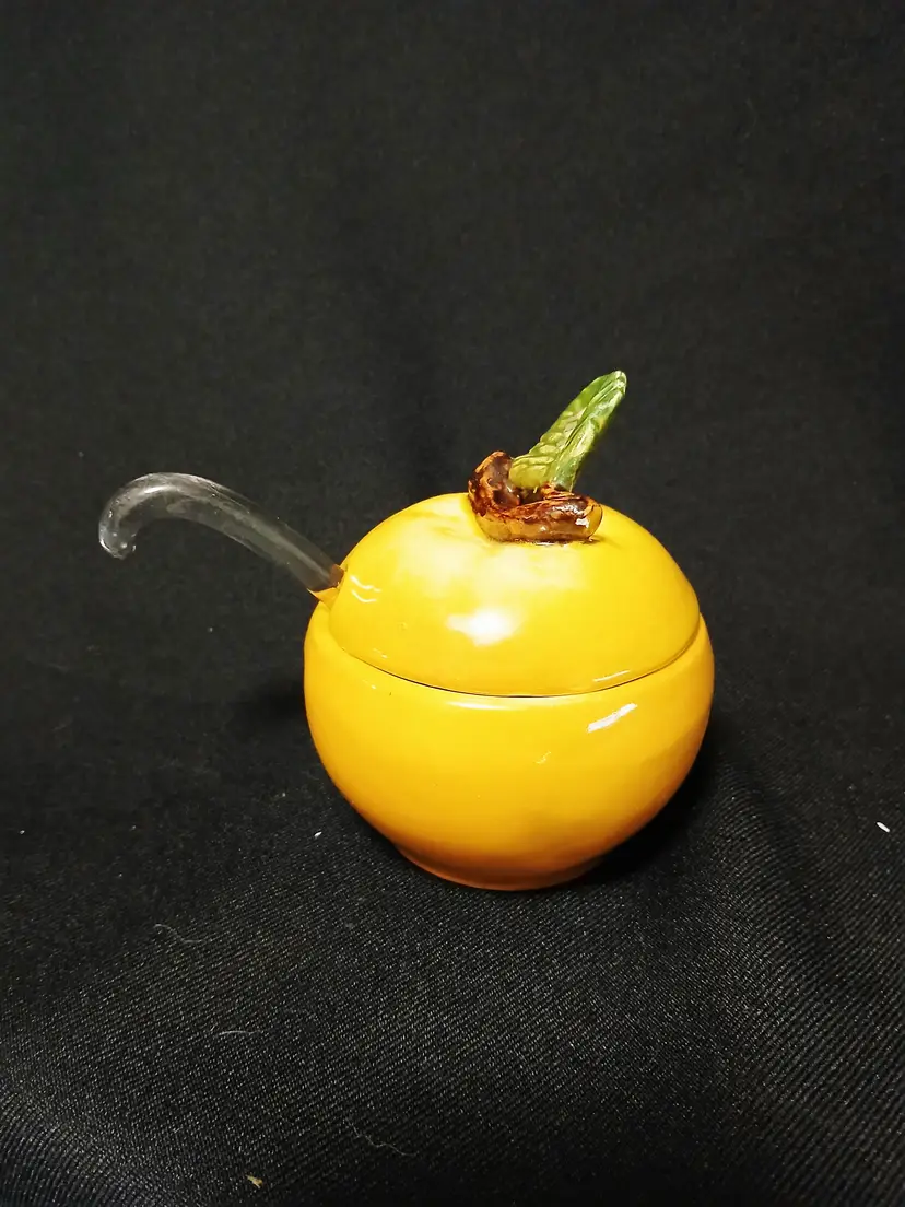 Ceramic Orange Jam Jar with Spoon
