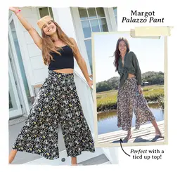 Natural Life Pants L Or XL Multicolor Floral Wide Leg Boho Hippie Knit Widee Leg