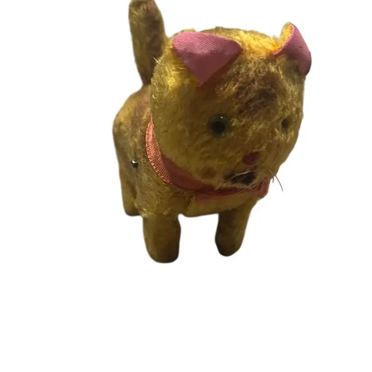 Vintage Mohair Kitty Cat Wind Up Toy **Well Loved