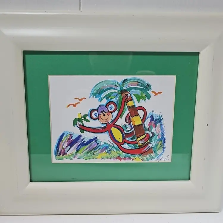 Joy Aldridge Original Watercolor Framed  Matted Signed Monkey See Pics