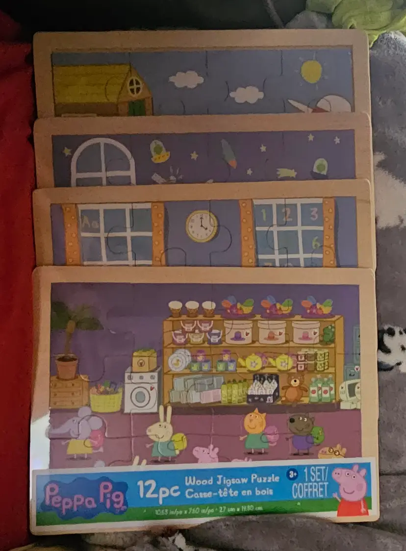4 Peppa Pig 12pc Wood Jigsaw Puzzles - Brand New Sealed!