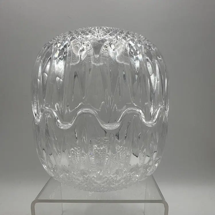 Vintage Clear Glass 2 Piece Interlocking Bowl Candy Dish Patterned Nut Snacks