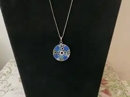 Murano Glass Flower Necklace 925 silver chain