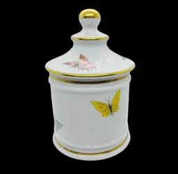 Limoges France (LEC) LeClair Hand Painted Butterfly Apothecary Jar Tea Vanity