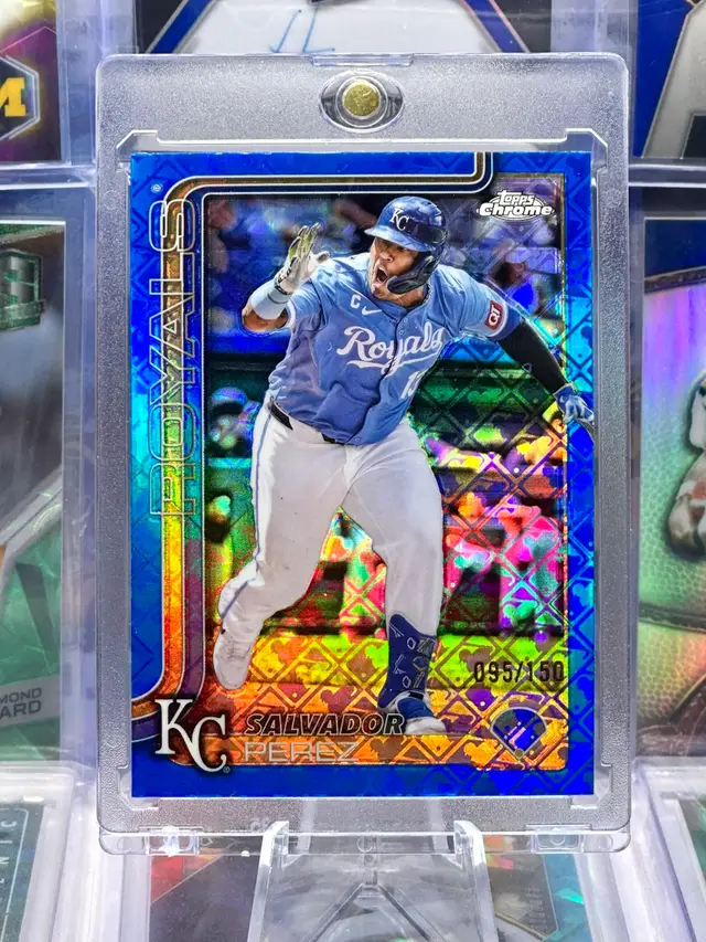 Salvador Perez 2025 Topps Chrome /150 Blue Logofractor Refractor SP Kansas City Royals