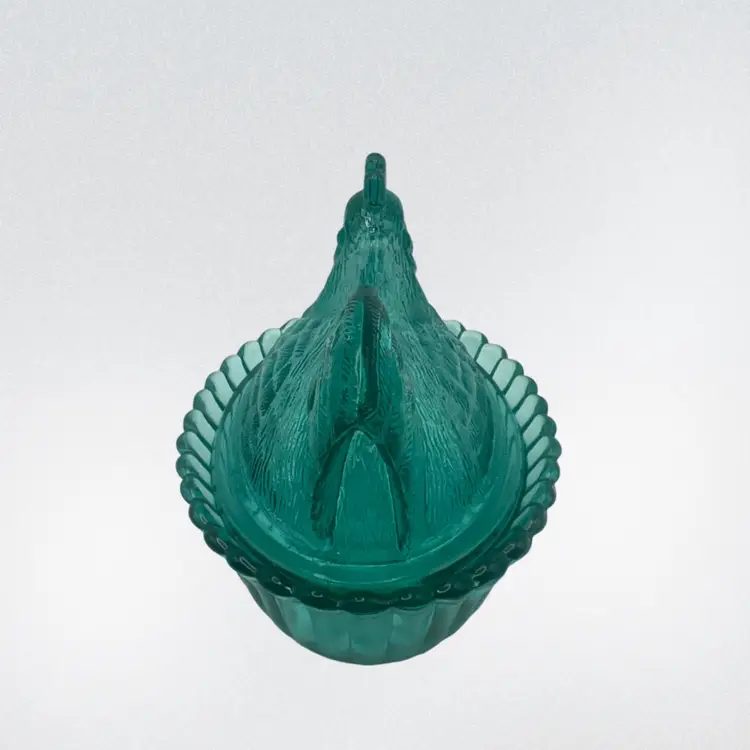 Teal Westmoreland Hen On A Nest By Rossi, 5” Wide By 4-1/2” Tall