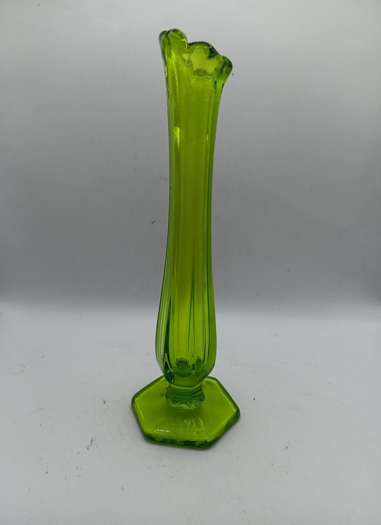 Westmoreland Glass Muted Green Swung Vase 9: