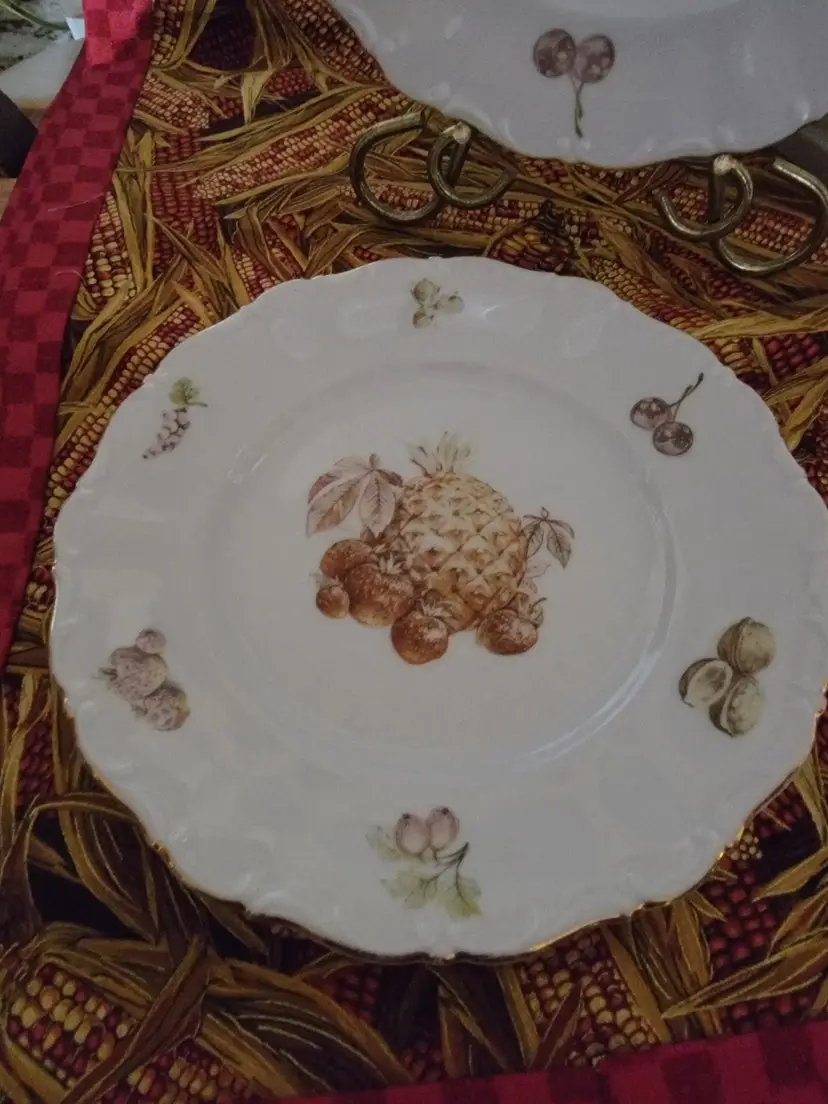 Set of 2 German Muted Fruit motif Dessert Plates