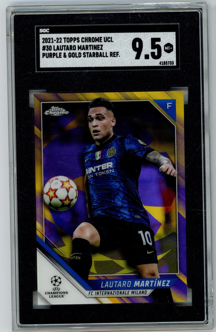 2021-22 Topps Chrome UCL LAUTARO MARTINEZ Purple Gold Starball Refractor #30 MILANO SGC 9.5 MT+