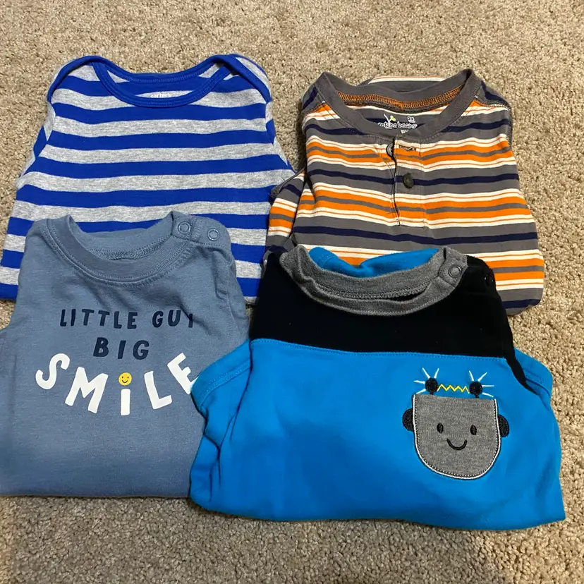 Boy's Size 24 Months 4-Piece Mixed Brand Bundle of Long Sleeve One-Pieces