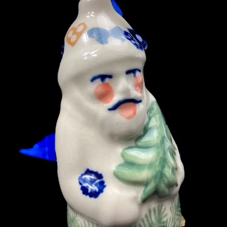 Polish Pottery Santa Ornament Hand crafted painted trees snowflakes butterflies