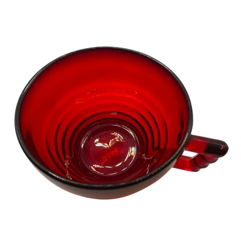 Vintage Paden City Glass, Penny Line Ruby, Ringed Glass Cup