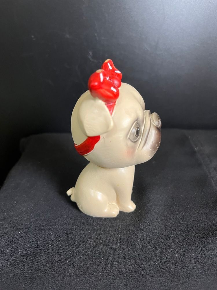Small Pug w/ a Darling Bow & is a Bobble Head!! Lot 60