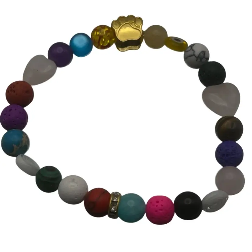 Rainbow Pet Paw Stretch Bracelet