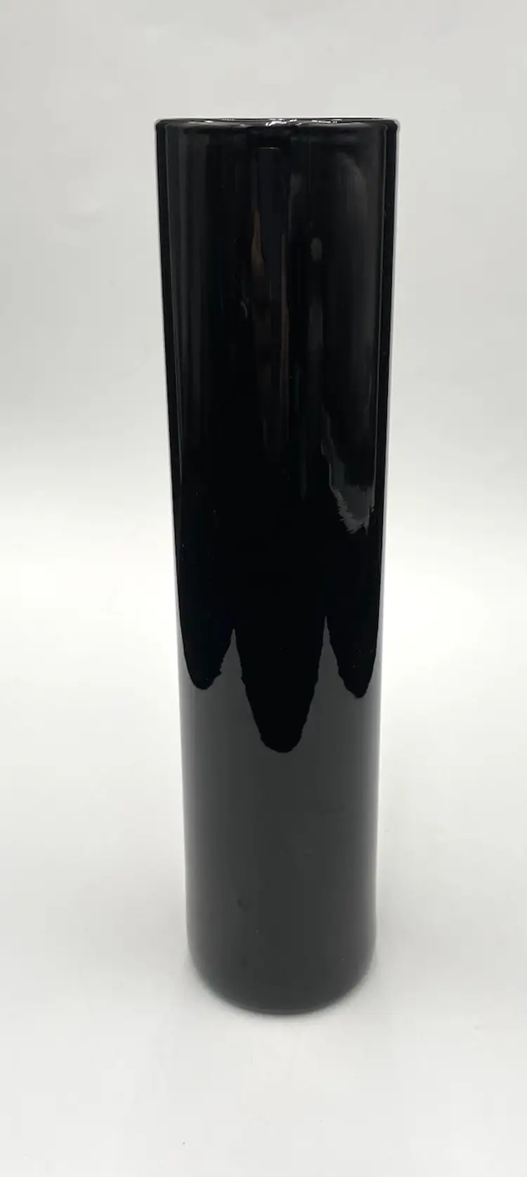 Vintage Black (Deep Amethyst) Blown Glass Bud Vase, Cylinder/Tube, 7.5"