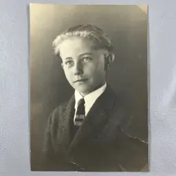 Vintage Identified Young Boy Studio Portrait Photo Suit Tie Blonde Blue Eyes Early 20th Century Dapper Teen
