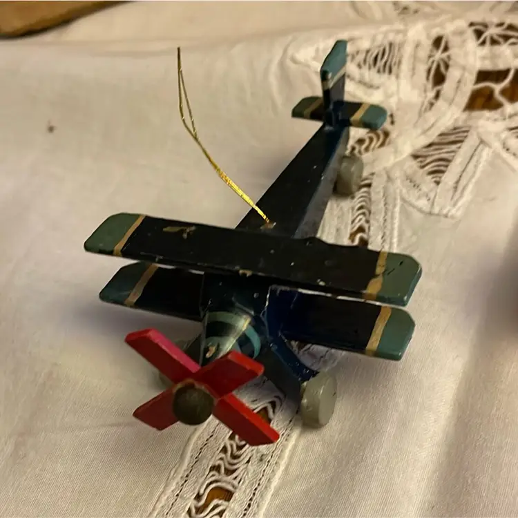 Christmas Plane Ornaments Wood Vintage